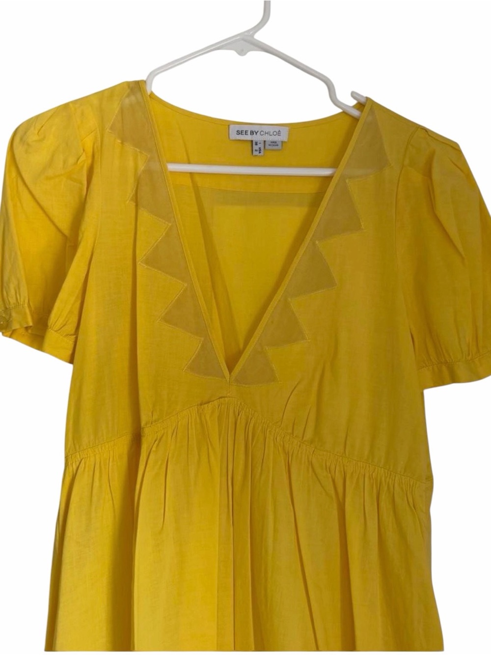 See By Chloe Bright Yellow V-Neck Tiered Maxi Dress - Picture 3 of 6